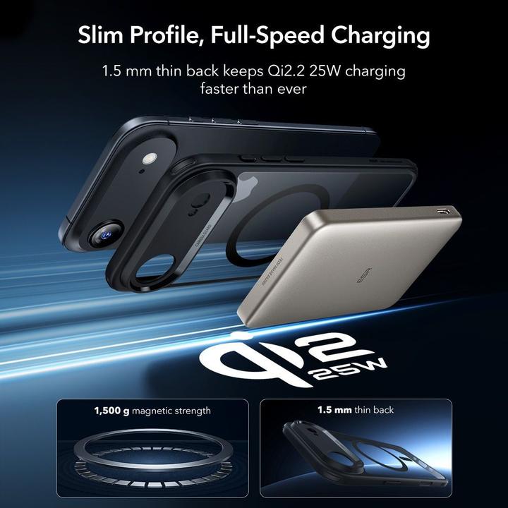 Actual product image ESR Classic Hybrid Magnetic Case (Camera Control), for iPhone 17 Air, Clear Black (Apple iPhone 17 Pro)