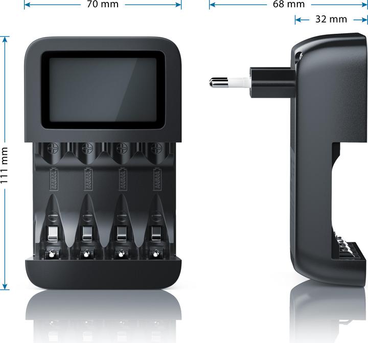 Actual product image Aplic Battery charger 2700 mA, universal 4-bay battery charger suitable for type AA / AAA NiMH batteries (1 pcs., AAA, AA, 1000 mAh, Chargers without battery)
