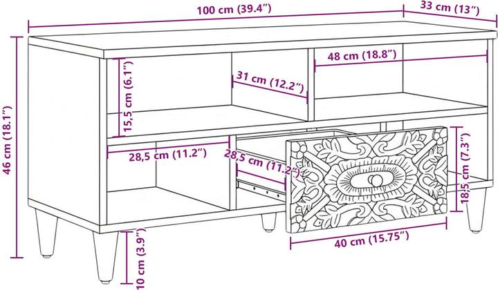 Produktbild vidaXL TV-Schränk (100 x 33.50 x 46 cm)