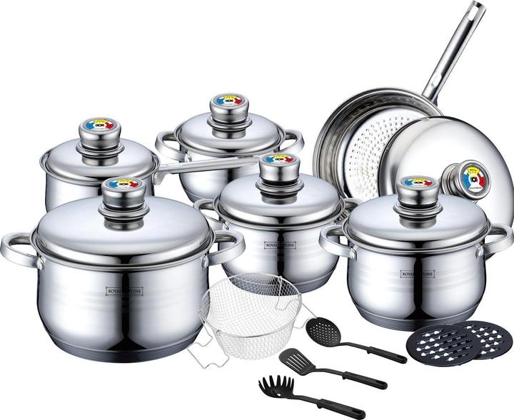 Image du produit Royalty Line Kit de dépannage - 18-delig - RVS - Met hapjespan (24 cm, Ensemble de casseroles et de poêles de cuisson, Acier inoxydable)