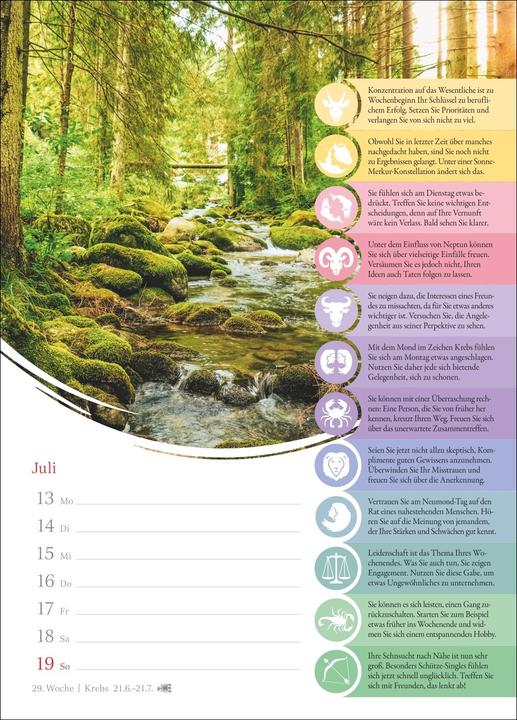 Produktbild Harenberg Horoskope Wochenkalender 2026 - Wochenkalender mit Prognosen für alle Sternzeichen