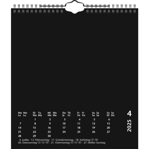 Thumbnail - Heyda, Kalender, Bastelkalender 21,5x24cm schwarz/schwarz 2025 (Kein Einband, Englisch, Französisch, Deutsch, Italienisc...