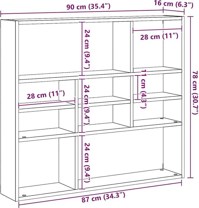 Immagine prodotto vidaXL Wandregal (90 x 16 x 78 cm)