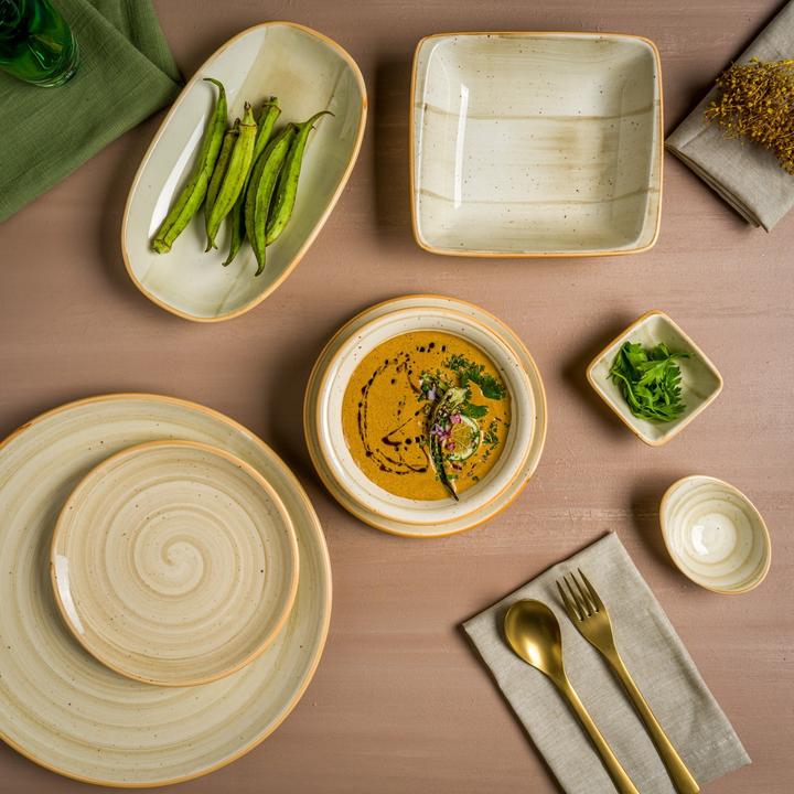 Actual product image Bonna Service plates - Aura Terrain - Porcelain - 24x14 cm - set of 2
