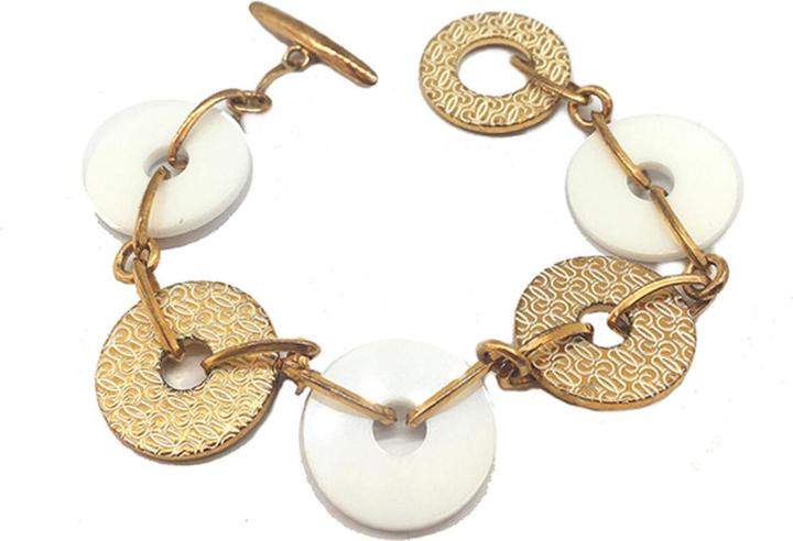 Guess Damenarmreif CWB10902 Gold Weiss (21 cm) (21 cm, Stahl/Aus Keramik)