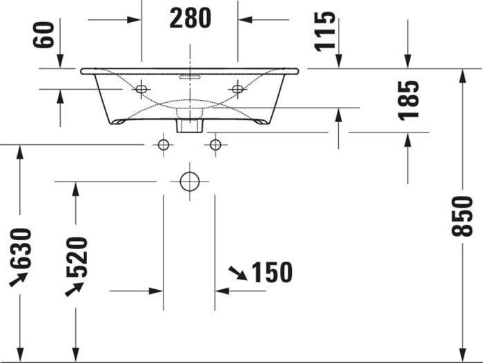 Produktbild Duravit Möbelwaschtisch Viu 63 x 49 cm weiss 2344630000 (490 mm, 630 mm)