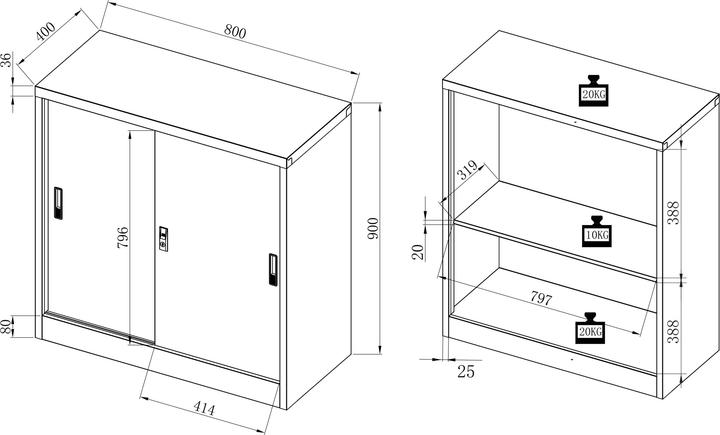 Actual product image VCM Stahlschrank abschliessbar Malivo 2fach (80 x 40 x 90 cm)