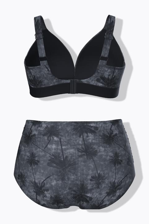 Actual product image Ulla Popken Palm Tree Print Two Piece Bikini Set (46)