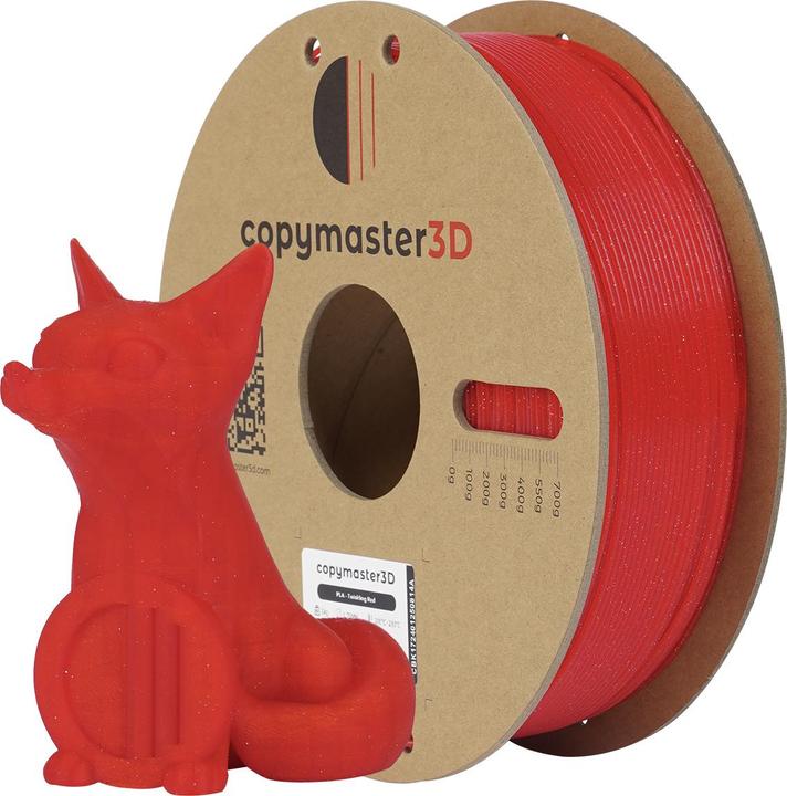 Copymaster3D PLA Filament for 3D Printer, 1.75 mm, Glitter Red (PLA, 1.75 mm, 1000 g, Rouge)
