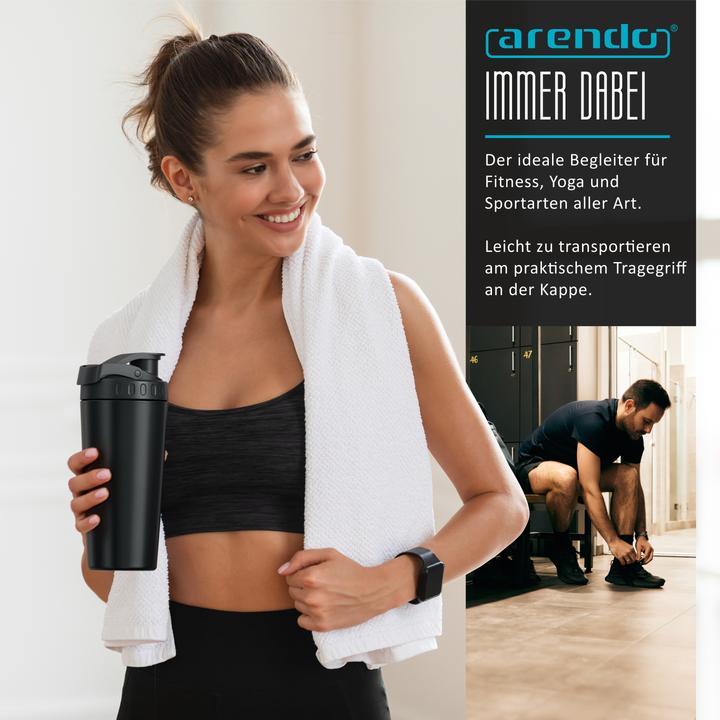 Actual product image Arendo Protein Shaker Edelstahl 750 ml, Eiweissshaker, verschliessbar, spülmaschinengeeignet, BPA-frei (0.75 l)