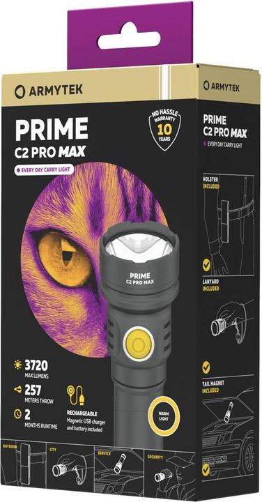 Actual product image ArmyTek Prime C2 Pro Max Warm LED torch with wrist strap, with holster battery-powered 3720lm 2 (13.30 cm, 3720 lm)