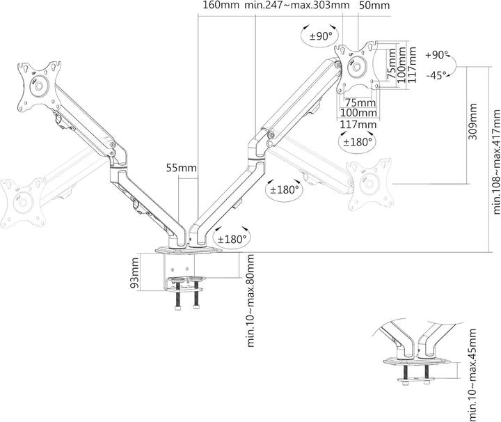 Image du produit Neomounts Flat Screen Desk Mount (stand/grommet) (Tables, 27", 7 kg)