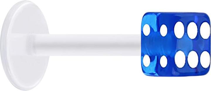 Image du produit Star Piercing Micro Labret transparent avec cube bleu foncé transparent (sans laiton, Matières plastiques)