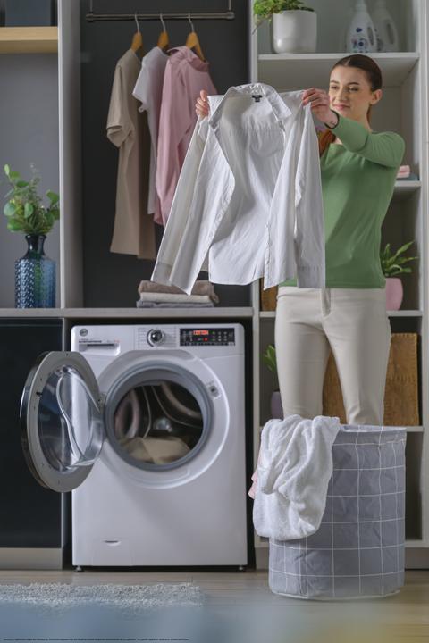 Actual product image Hoover H-WASH 350 Slim 7kg Washing Machine, Class A-10%, 1300 rpm, White, H3WPS4376TAMB6-S (7 kg, Left)