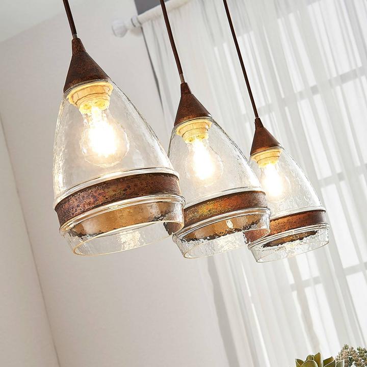 Produktbild Lindby Millina 3 Pendelleuchte Rust/Clear (E27)