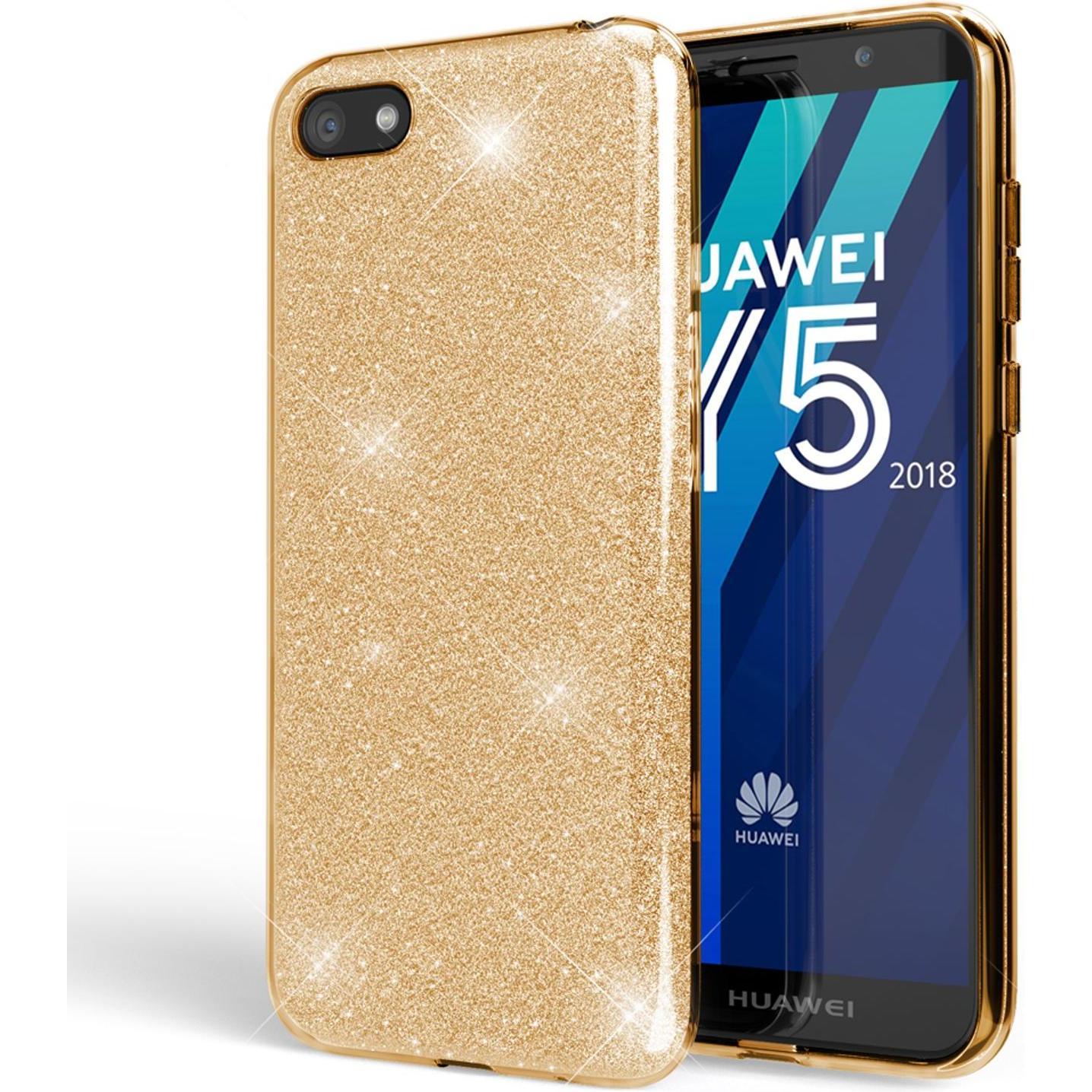 Nalia Glitzer Hülle (Huawei Y5 (2018)), Smartphone Hülle, Gold