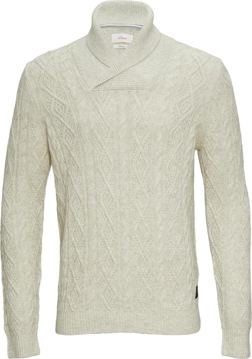 S.Oliver Strickpullover Schalkragenpullover mit Zopfmuster aus Wollmix (XXL)