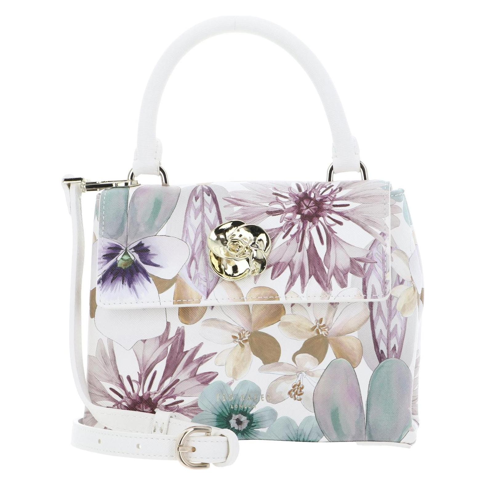 Ted Baker, Damen, Handtasche, Helensi Petal Print Mini Top Handle Bag, Mehrfarbig, Weiss, Violett, Türkis