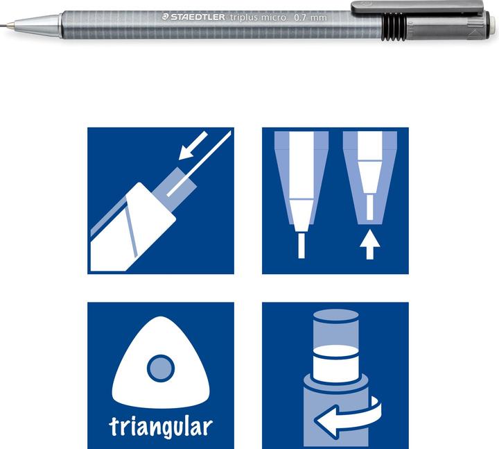 Immagine prodotto Staedtler Matita meccanica triplus® micro 774 Spessore della mina: 0,7 mm Designazione della durezza: B (0.70 mm, HB, 1 x)
