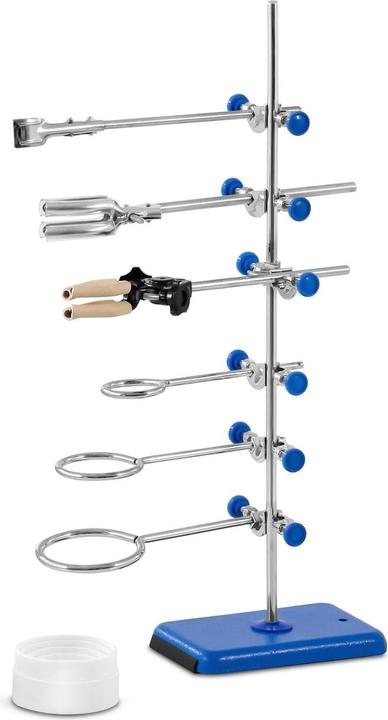 Produktbild Steinberg Laborstativ Laborständer Laborstativ Set 3 Klemmen, 3 Ringe, 6 Muffen