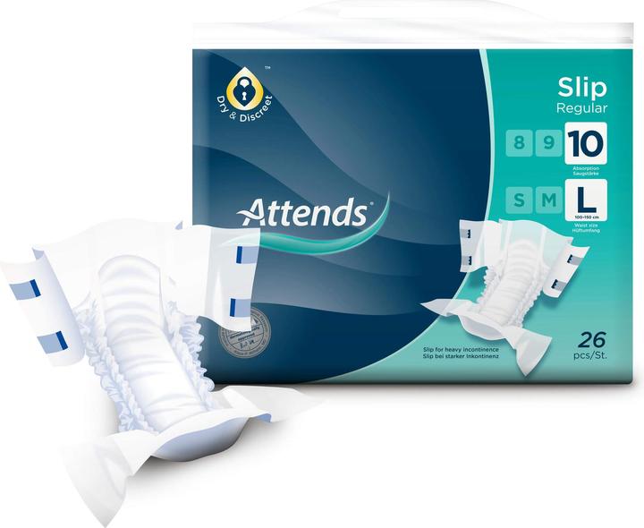 Attends Slip Regular 10 Large, 26 St (26 x, Large)