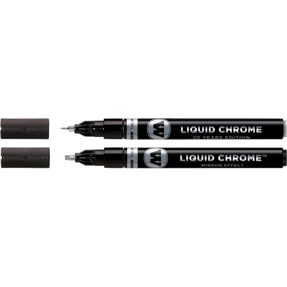 Molotow, Marker, Liquid Chrome Marker Calligraphy Set (Rundspitze 1,0mm und Kalligrafiespitze 3,0mm, Spezialt (Schwarz, ...
