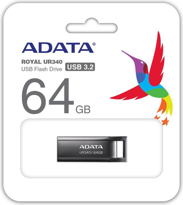 Produktbild Adata USB 64GB UR340 bk 3.2 Interface USB 3.2 Gen 1 (64 GB, USB-A)
