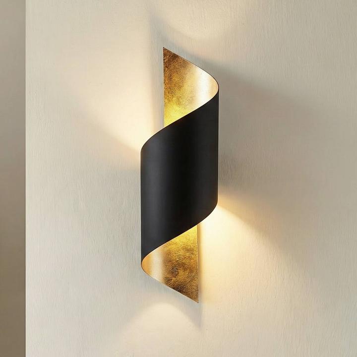 Produktbild Lindby Metallwandleuchte Vanni, eingedreht, schwarz-gold (E27)