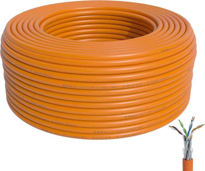 BIGtec Verlegekabel CAT 7 (PiMF, S/FTP, SFTP, 50 m)