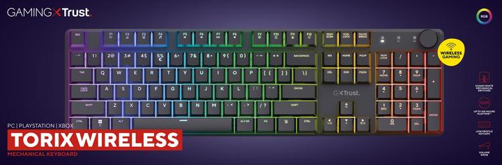 Actual product image Trust GXT868 TORIX Wirless Mechanical Keyboard (US, Cable, Wireless)