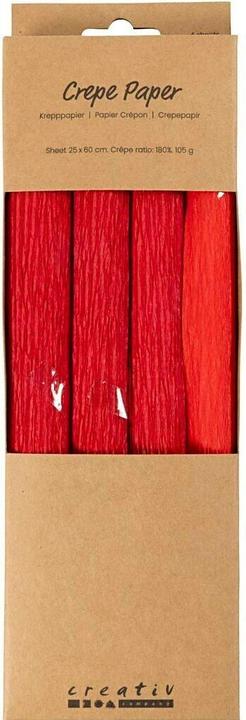 Produktbild Creativ Company Krepppapier 4 Rollen 25 x 60 cm, Rot (105 g/m², 1x)