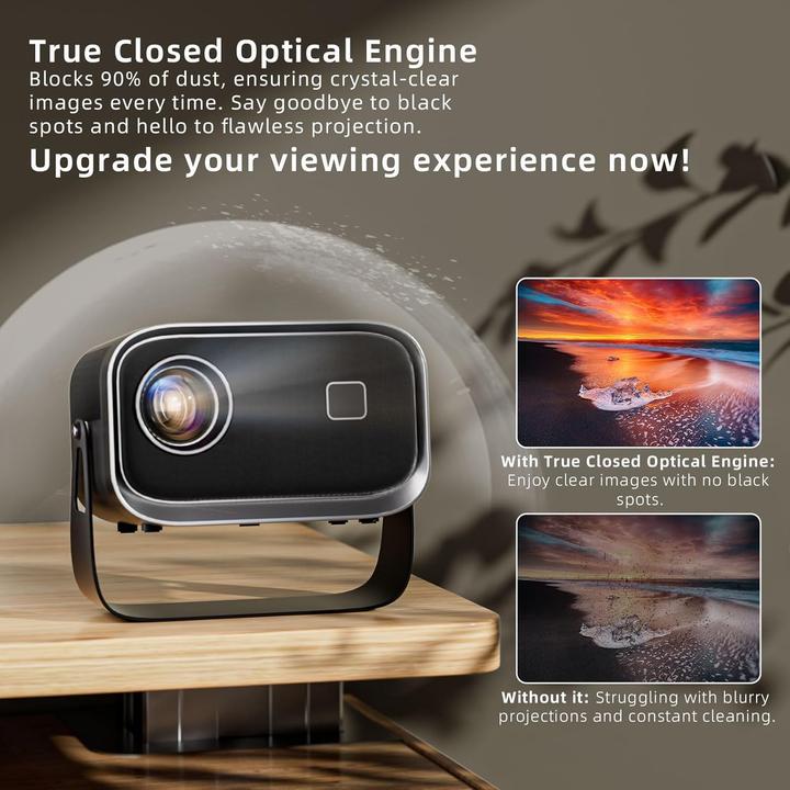 Actual product image Jimveo Mini Beamer mit 360° Rotation & Elektro-Fokus (25000 lm)