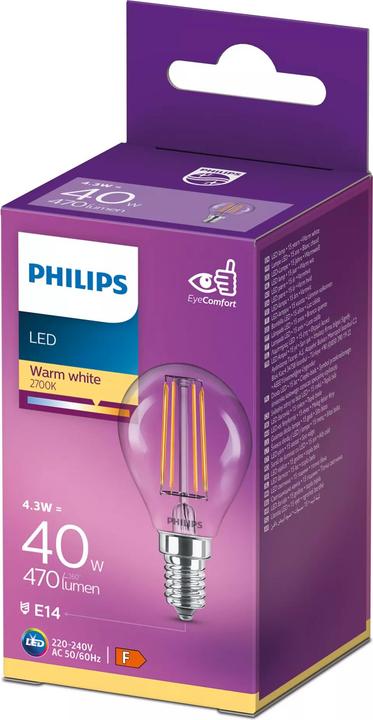Image du produit Philips Lampe P45 (E14, 4.30 W, 470 lm, 1 x, F)