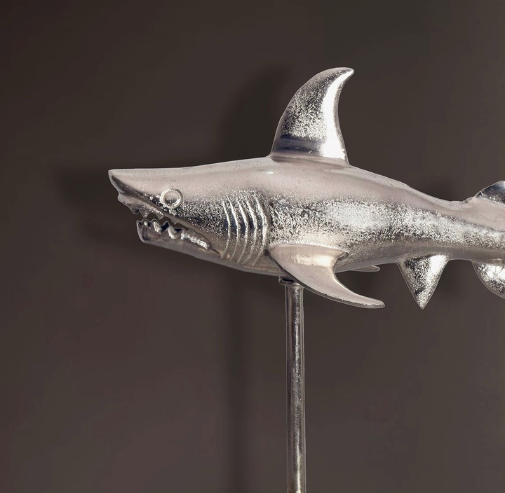 Produktbild FineBuy Deko Hai 70 cm Aluminium Wohndeko Design Dekoration Maritim Modern Alu