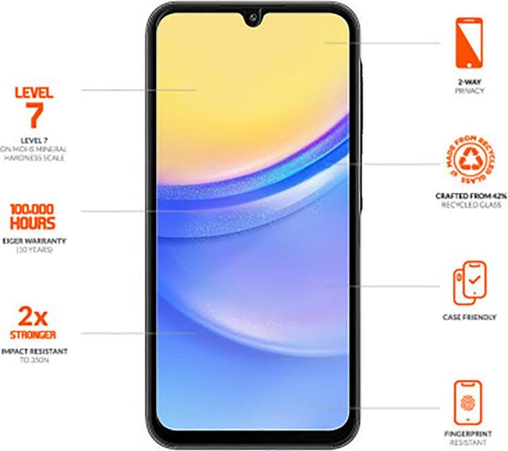 Produktbild Eiger Privacy Sichtschutz-Glas Standard Fit Mountain Glass Black (1 Stk., Samsung Galaxy A16 5G)