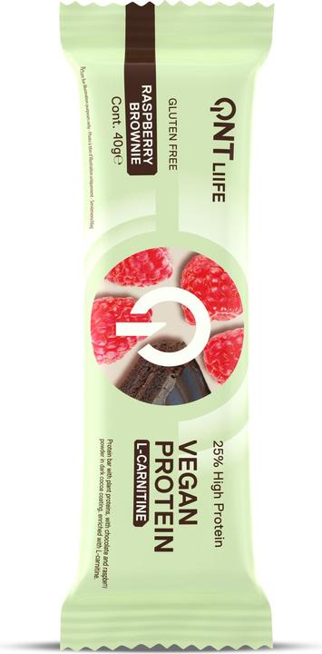 Actual product image QNT Vegan Protein Bar + L-Carnitine (Raspberry brownie, 28 pcs., 1120 g)