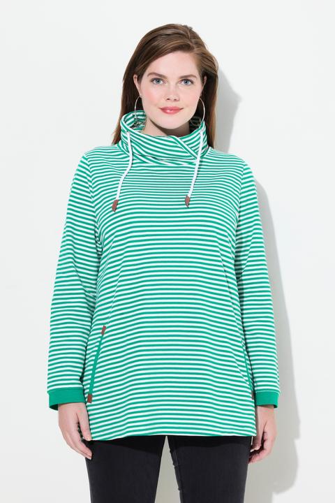 Produktbild Ulla Popken Sweatshirt, Ringel, Classic, Stehkragen, Langarm (62)