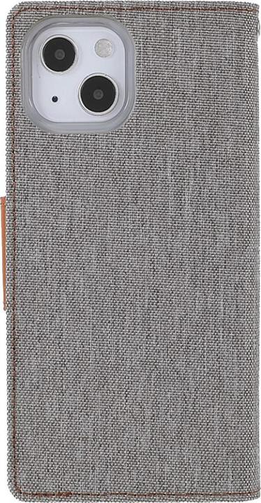 Produktbild iPhone 13 mini - Canvas Stoff Leder Etui grau (Apple iPhone 13 mini)