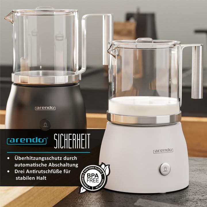 Actual product image Arendo Milk frother 600 W, 6 functions, removable heat-resistant glass attachment, Quiet, Power-saving (25 cl)