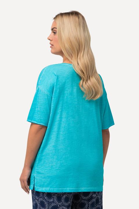 Immagine prodotto Ulla Popken T-shirt dal taglio oversize con tintura a freddo, scollo a V e mezze maniche (58)