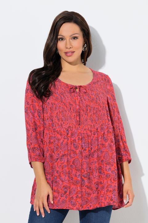 Actual product image Ulla Popken Smocked Paisley Blouse (60)