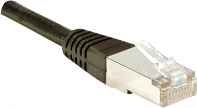 Actual product image Exertis Connect Patch cable F/UTP, CAT.5e, black, 0.15 m Patch cable with especially narrow bend protection (F/UTP, CAT5e, 0.15 m)