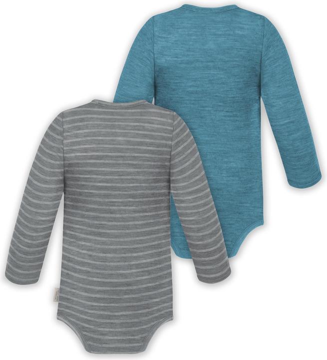 Produktbild Normani 2er Set Unisex Baby Wickelbody Langarm-Strampler Einteiler aus Merinowolle - 9351 (44)