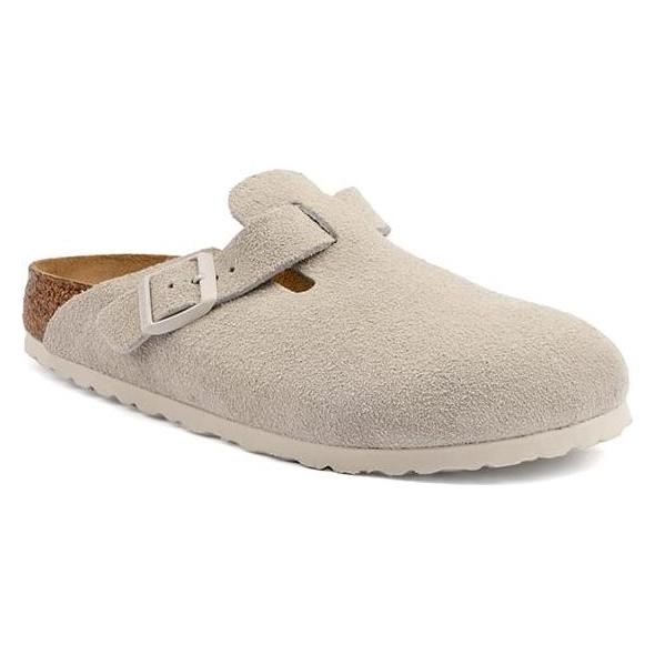 Birkenstock, Sandalen, Boston Weichbettung Veloursleder, Beige, (40)