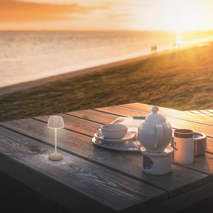 Immagine prodotto Briloner Brilo unplugged RIFFLE Akku Nano Tischleuchte mit Lichtkante - Beige (130 lm)