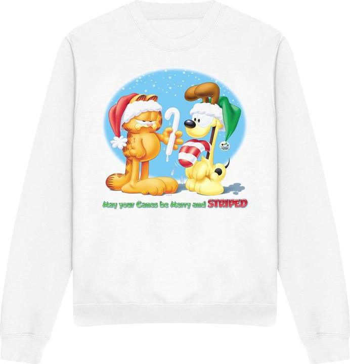 Actual product image Garfield Unisex Adult Merry And Striped Sweatshirt (S)