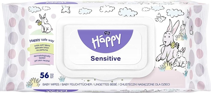 Actual product image Bella Happy Wet wipes Happy Sensitive Aloe (56 Piece)