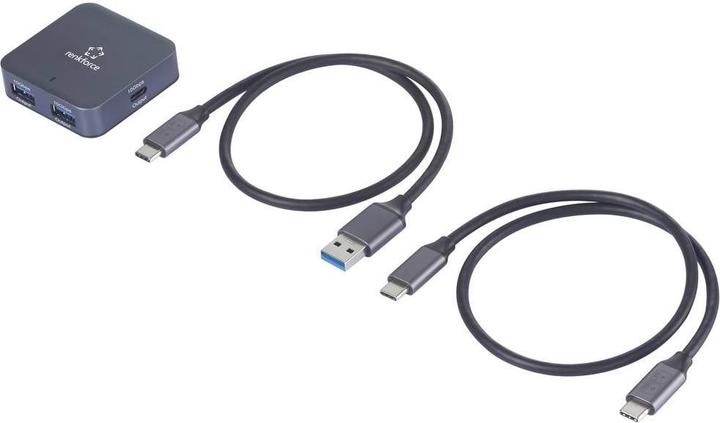 Productafbeelding Renkforce RF-USBH-500 4 Port USB 3.2 Gen 2-Hub mit Aluminiumgehäuse Aluminium-Gr (USB-C, 4 Havens)