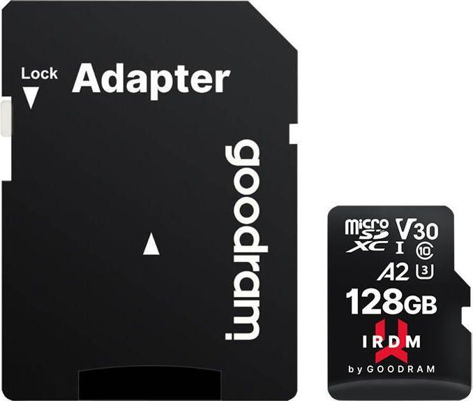 Actual product image Goodram IRDM microSDXC 128GB V30 UHS-I U3 + adapter (128 GB, microSDXC, U3, UHS-I)