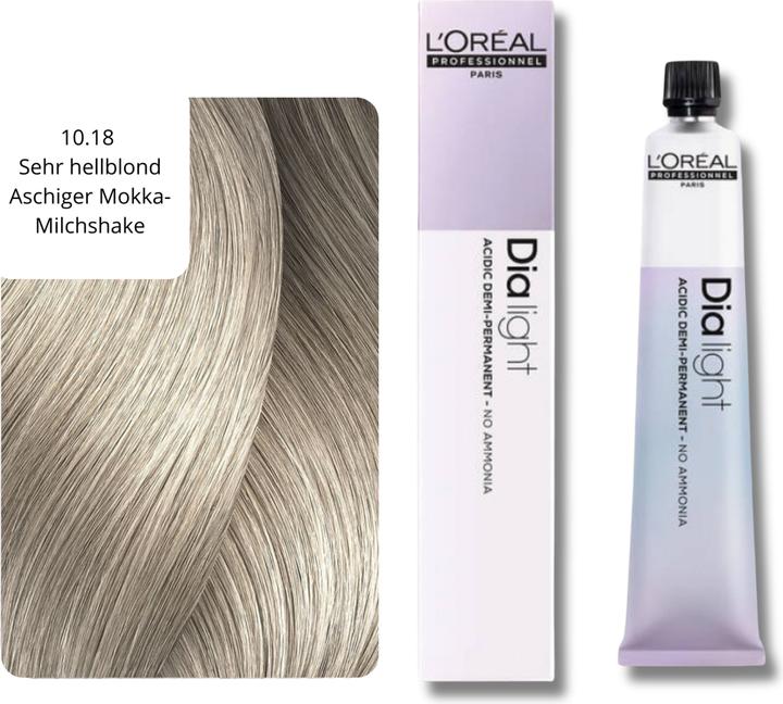 Image du produit L'Oréal Professionnel Paris Dia Dia Light 10,18 Milkshake Très Clair Argent Cendré / 50 ml (10,18 Blond très clair Moka cendré Milk-shake)